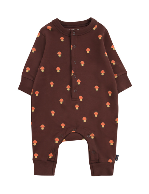 [TINY COTTONS]  “MUSHROOMS” ONE-PIECE _ ultra brown/red