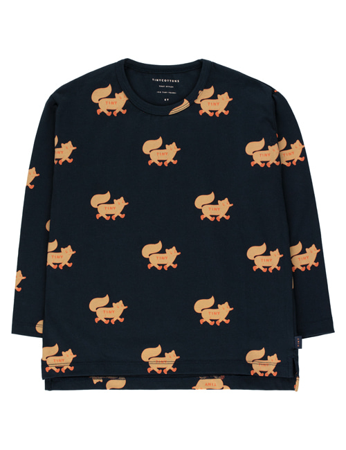 [TINY COTTONS]  “FOXES” TEE _ navy/camel