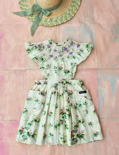 [BONJOUR DIARY] New Apron dress _ Tropical print
