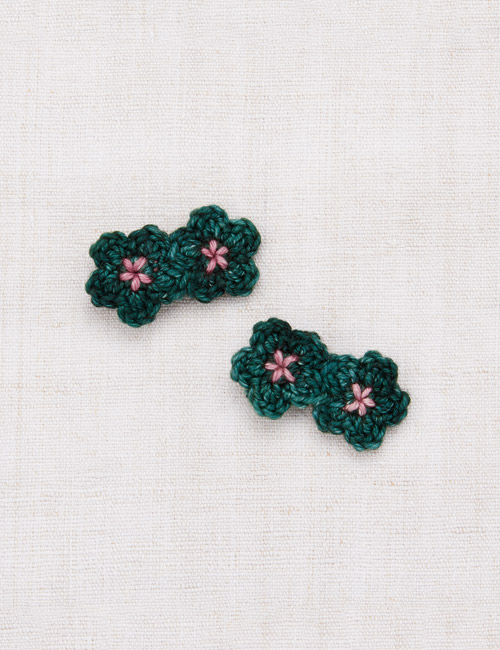[MISHA AND PUFF]Mini Crochet Flower Clip Set _ Laurel/Antique Rose