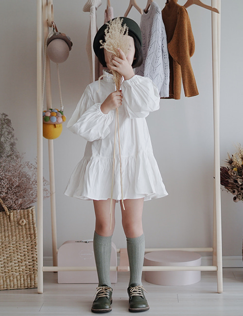 [MES KIDS DES FLEURS] balloon sleeve dress _ White