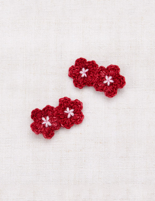 [MISHA AND PUFF]Mini Crochet Flower Clip Set _ Berry/Orchid