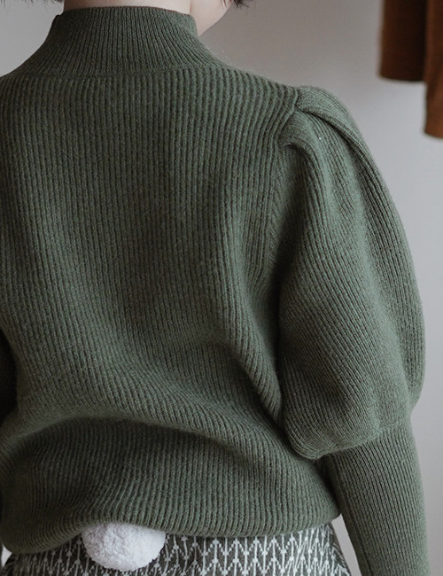 [MES KIDS DES FLEURS] puff sleeve sweater_green