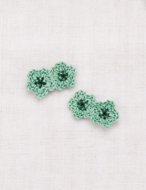 [MISHA AND PUFF]Mini Crochet Flower Clip Set _ Celadon/Laurel