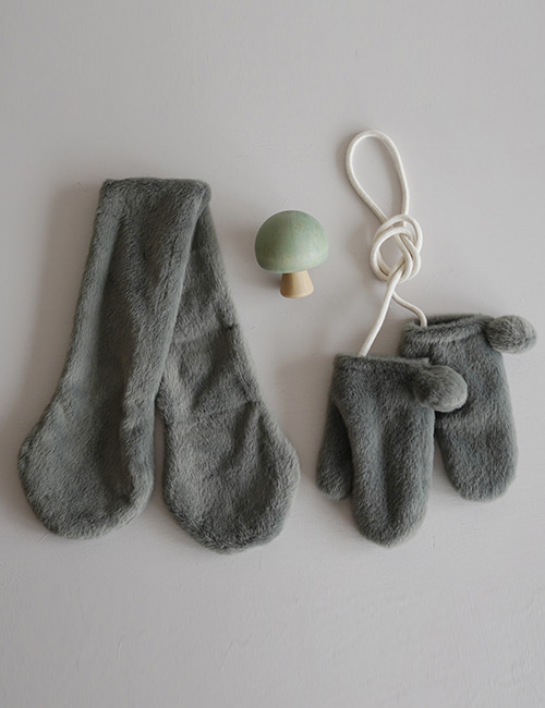 [MES KIDS DES FLEURS] gloves+scarf _ Grey
