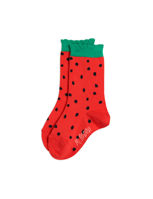 [MINIRODINI]Strawberry scallop socks_red