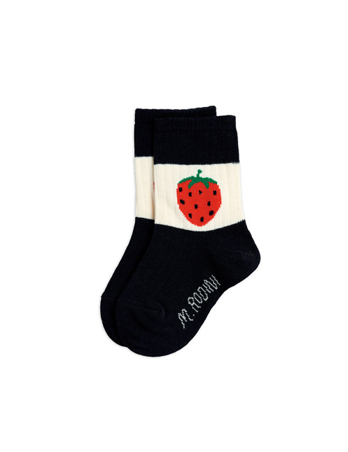 [MINIRODINI]Strawberry ribbed socks _ black