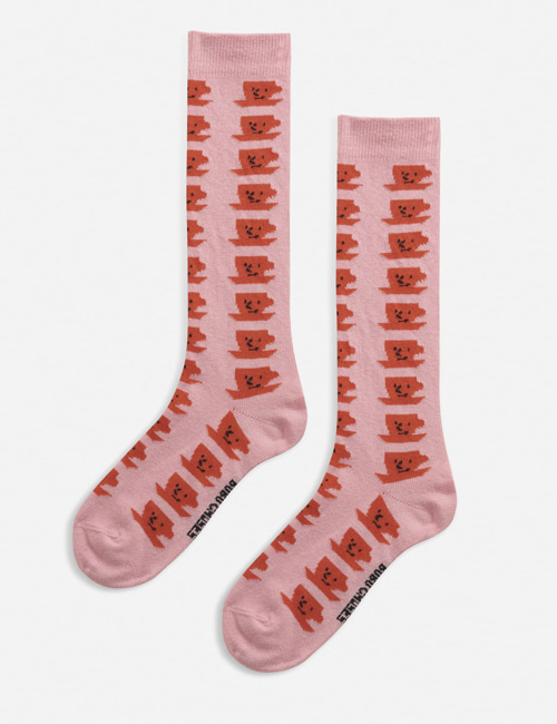 [BOBO CHOSES]  Pink Cup Of Tea all over long socks