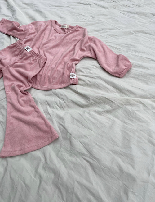 [TWIN COLLECTIVE KIDS] RELAXO FLARE SET / FADED PINK TERRY TOWELLING