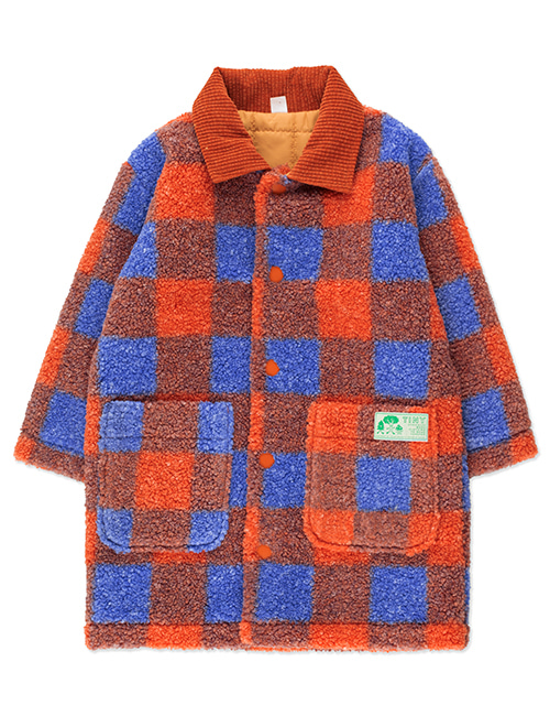 [TINY COTTONS]  CHECK SHERPA JACKET red/ultramarine [10Y]