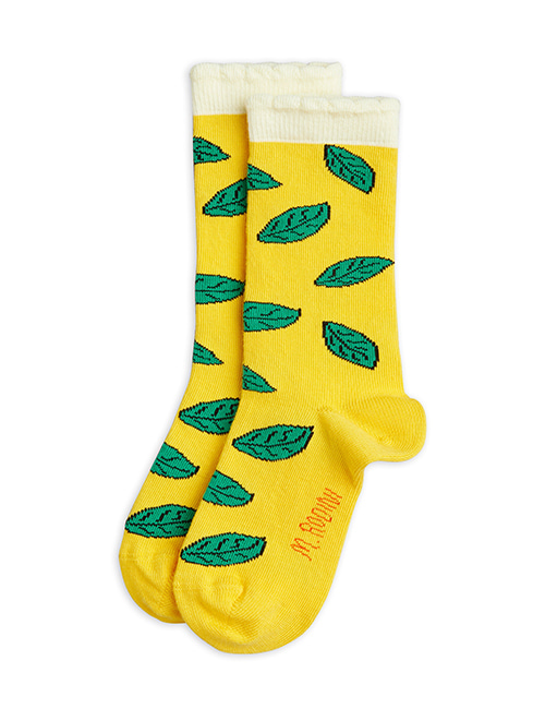 [MINI RODINI]  Leaf scallop socks _ Yellow