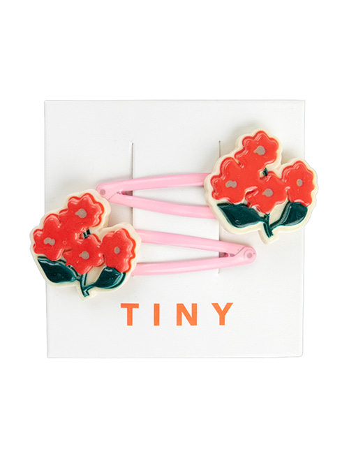[TINY COTTONS]  FLOWERS HAIR CLIPS SET _ summer red