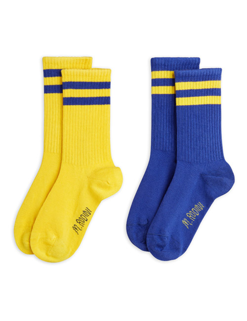 [MINI RODINI]Stripe socks 2-pack _ Yellow