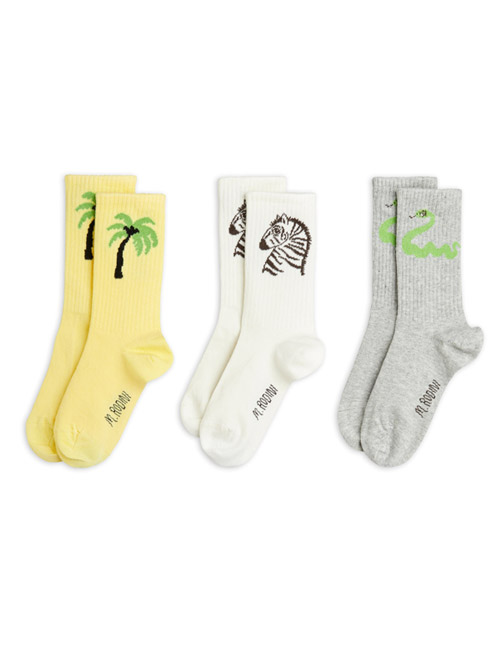 [MINI RODINI]Zebra socks 3-pack _ Yellow