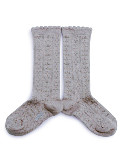 [COLLEGIEN] Pointelle Organic Cotton Knee-high Socks(N0.876)[24/27, 32/35]