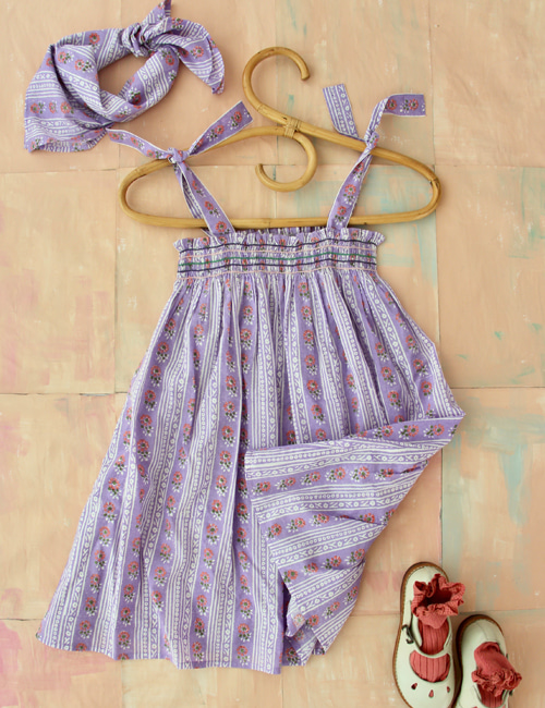 [BONJOUR DIARY] Skirft dress with 50*50 Scarf _ Wallpaper print [4Y, 8y, 10Y]
