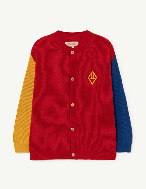 [The Animals Observatory] COLOR TOUCAN KIDS CARDIGAN _ Red_Logo