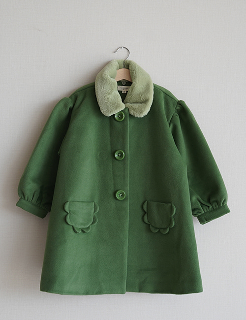 [MES KIDS DES FLEURS]fur collar coat _ Green