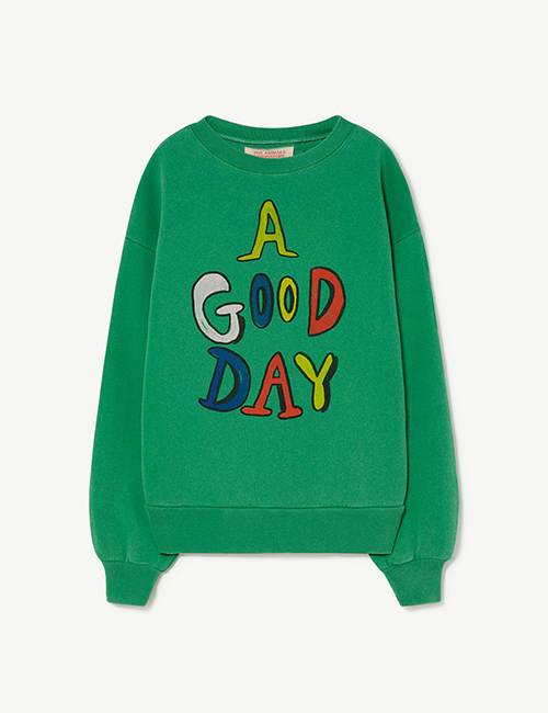[The Animals Observatory]  Green Good Day Bear Sweatshirt [12Y, 14Y]