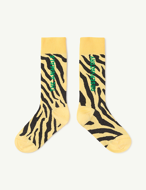 [The Animals Observatory]  Zebra Yellow Worm Socks [ 23-26, 27-30, 31-34, 35-38]