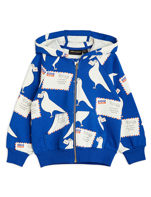[MINI RODINI]  Pigeons aop zip hoodie _ Blue [104/110, 116/122]