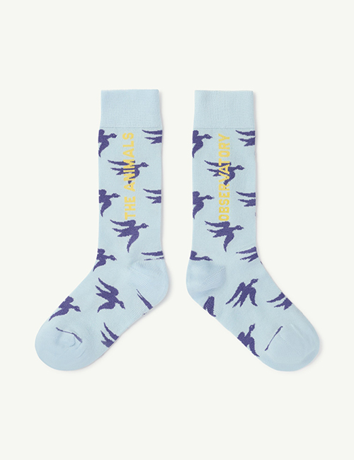 [The Animals Observatory]  Birds Soft Blue Worm Socks [ 23-26, 27-30, 31-34, 35-38]