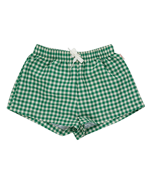 [TINY COTTONS]  CHECK TRUNKS _ light cream/pine green [ 3Y]