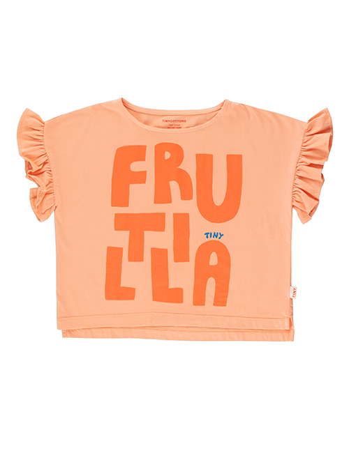[TINY COTTONS]  FRUTILLA FRILLS TEE _ papaya/summer red [ 4Y, 6Y, 8Y, 10Y]
