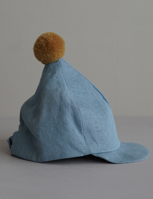 [ MES KIDS DES FLEURS] baseball cap with pompom _ Light blue (80%cotton 20%Polyester)