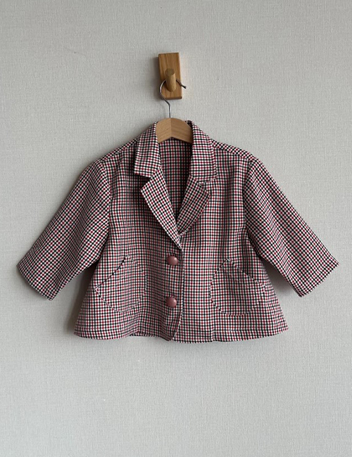 [ MES KIDS DES FLEURS] Checked suit jacket _ Pink (82% Polyester 15% rayon 3% spandex ) [100,110,140]