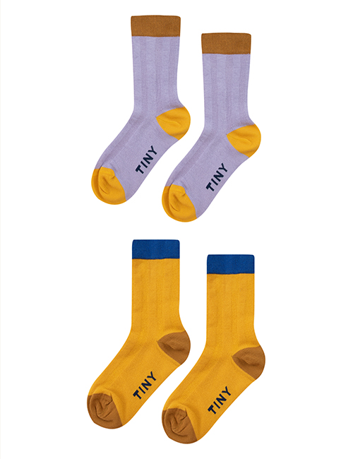 [TINY COTTONS]  BICOLOR SOCKS PACK_mustard/lilac