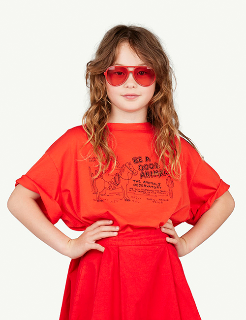 [The Animals Observatory]  ROOSTER OVERSIZE KIDS T-SHIRT Red [2Y, 3Y, 4Y, 6Y, 10Y]