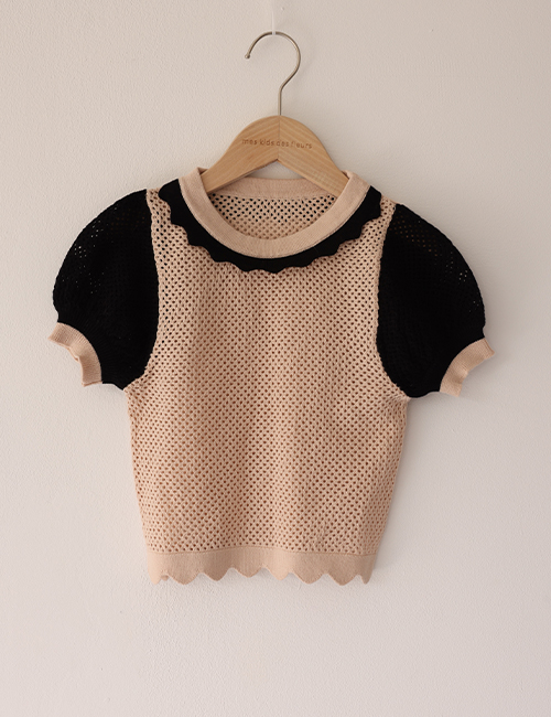 [MES KIDS DES FLEURS]Puffy sleeve sweater _ beige [100%long-staple cotton]  [XS,S]