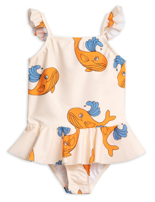 [MINI RODINI] Whale skirt swimsuit _ Orange