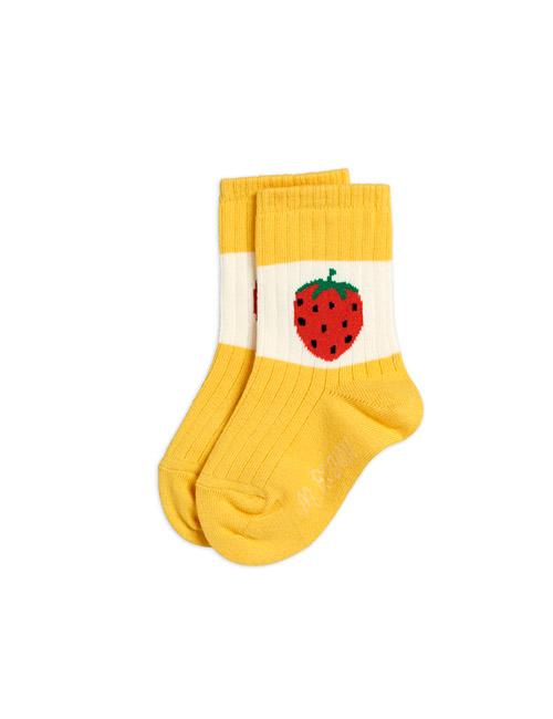 [MINIRODINI]Strawberry ribbed socks _ yellow