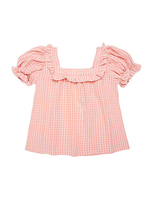 [THE NEW SOCIETY]  RACHEL BLOUSE _  CORAL CHECK