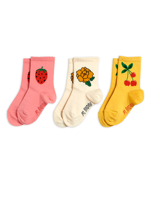 [MINIRODINI]Cherry and co 3 pack socks _ Multi