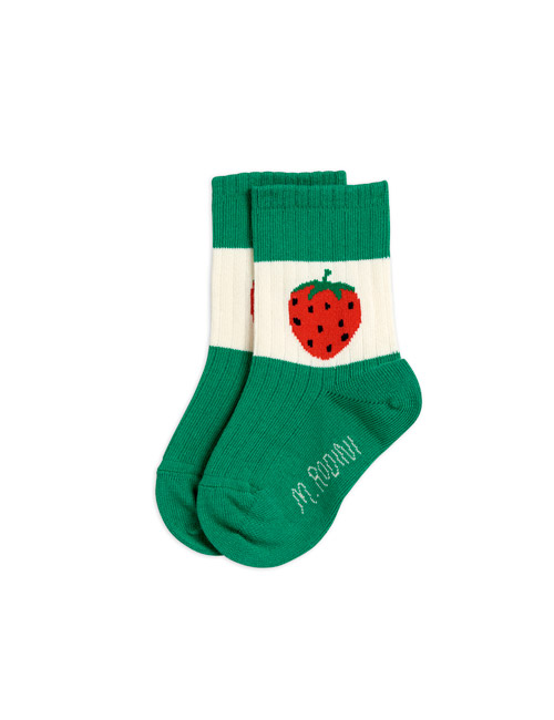 [MINIRODINI]Strawberry ribbed socks _ green