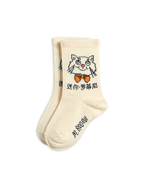 [MINI RODINI] Cat socks _ Off white
