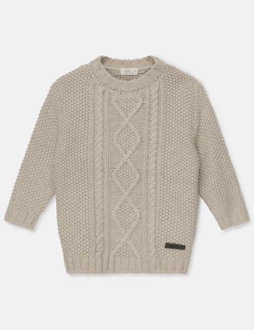 MY LITTLE COZMO]Kids cable knit jersey_Ivory[4Y, 6Y, 8Y]