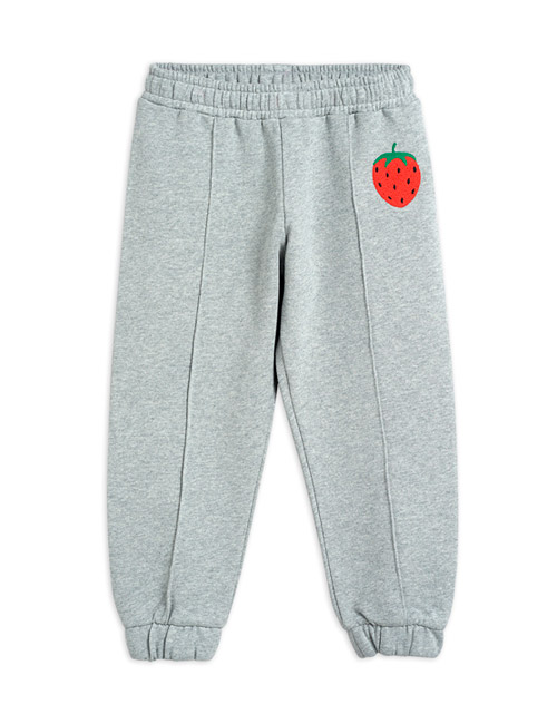 [MINIRODINI] Strawberry emb sweatpants _ Grey melange