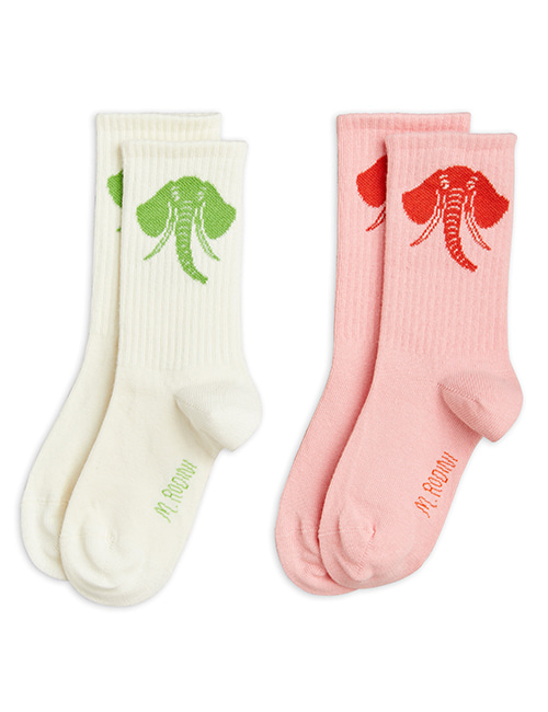 [MINI RODINI]  Elephant socks 2-pack _ Pink