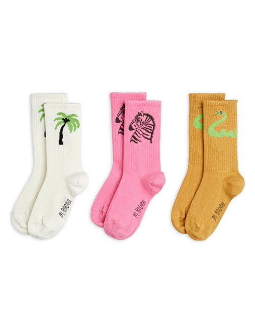 [MINI RODINI]Zebra socks 3-pack _ White