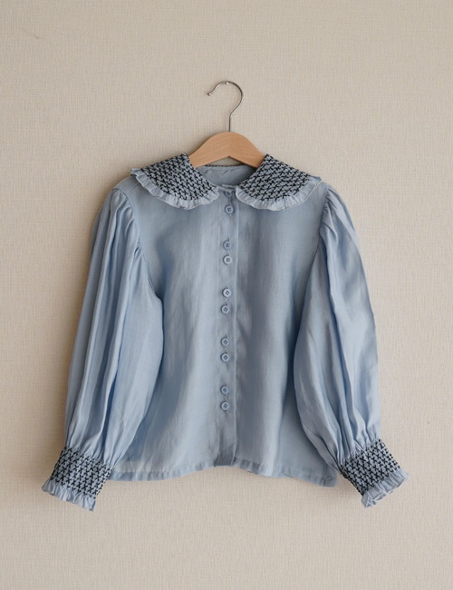 [MES KIDS DES FLEURS]embroidered shirt _ Turquoise[110]