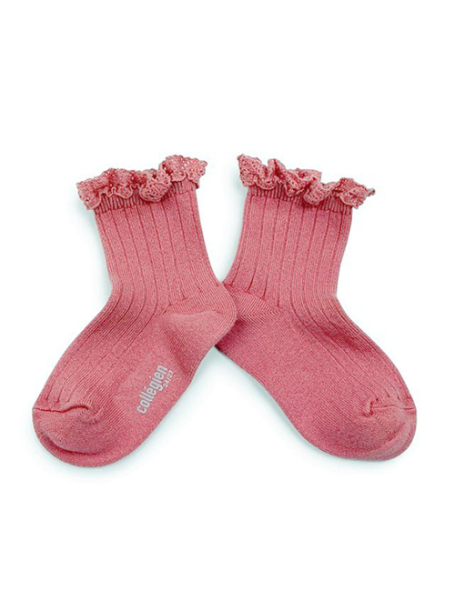 [COLLEGIEN] Lace Trim Ribbed Ankle Socks (N0.787)[24/27, 32/35]