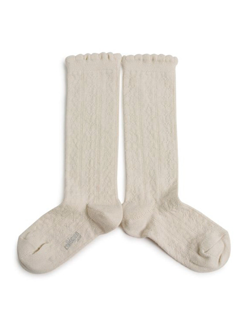 [COLLEGIEN] Pointelle Organic Cotton Knee-high Socks(N0.037)