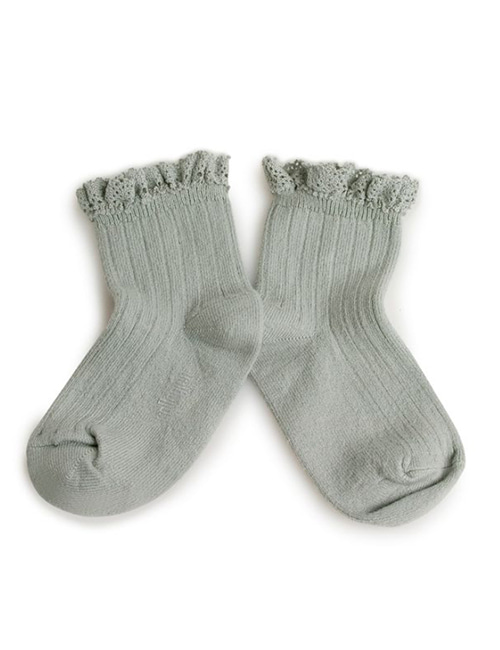 [COLLEGIEN] Lace Trim Ribbed Ankle Socks (N0.876)[28/31, 32/35]