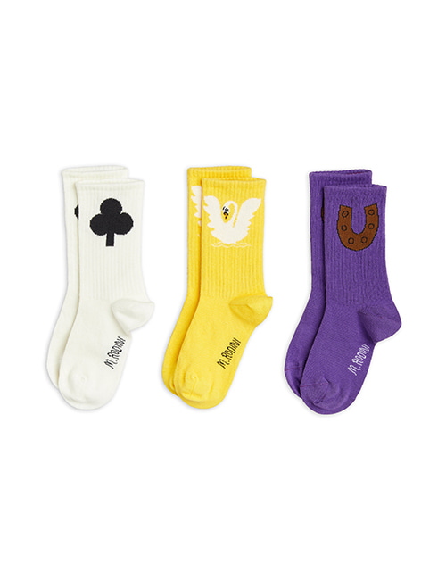 [MINI RODINI] Horseshoe 3-pack socks _ Purple