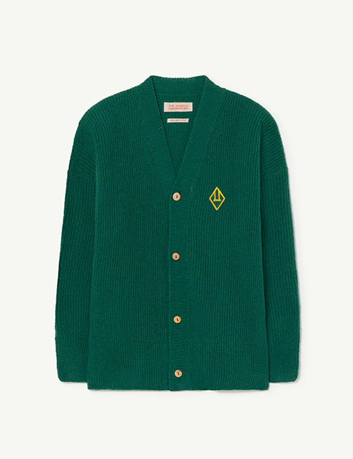 [The Animals Observatory] PLAIN RACOON KIDS+ CARDIGAN _ Green_Logo [4Y]