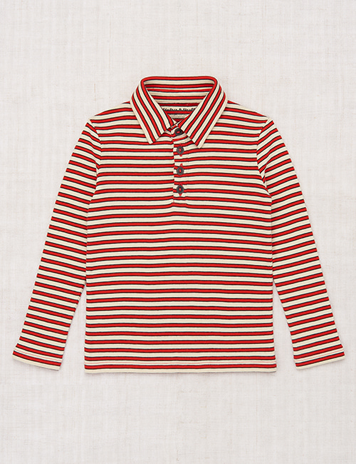 [MISHA AND PUFF] Long Sleeve Polo _ Red Flame Stripe [6Y]